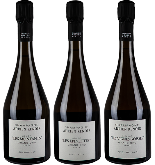 Champagne Adrien Renoir - Coffret bois 3 lieux dits 2019 - Champagne Grand Cru